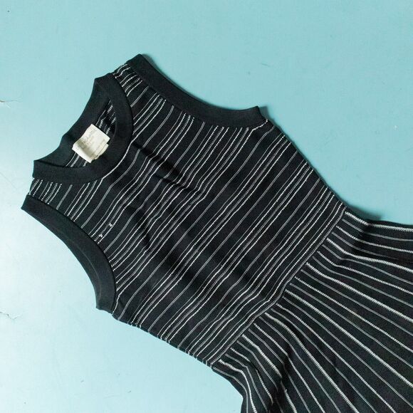 Kate Spade New York Black Striped Knit Fit Flare Sleeveless Dress Size XSmall - Picture 3 of 9
